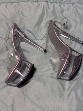 Clear Platform Stiletto Heels Iridescent Holographic Size 6.5
